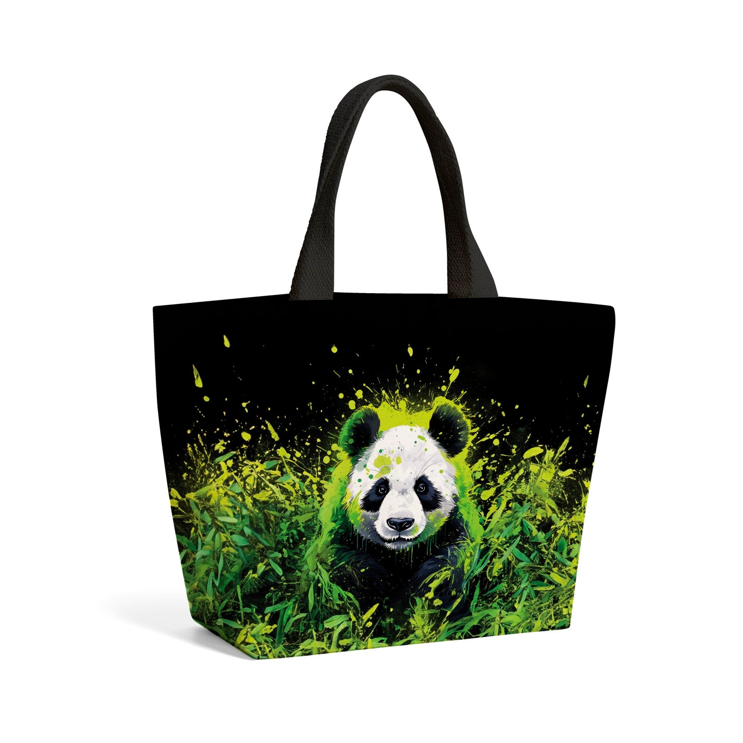 Green Splashart Panda Face Beach Shopper Tote Bag