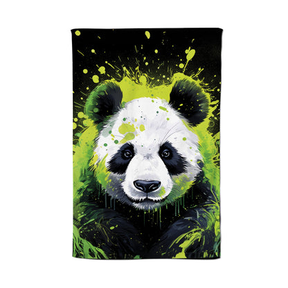 Green Splashart Panda Face Tea Towel