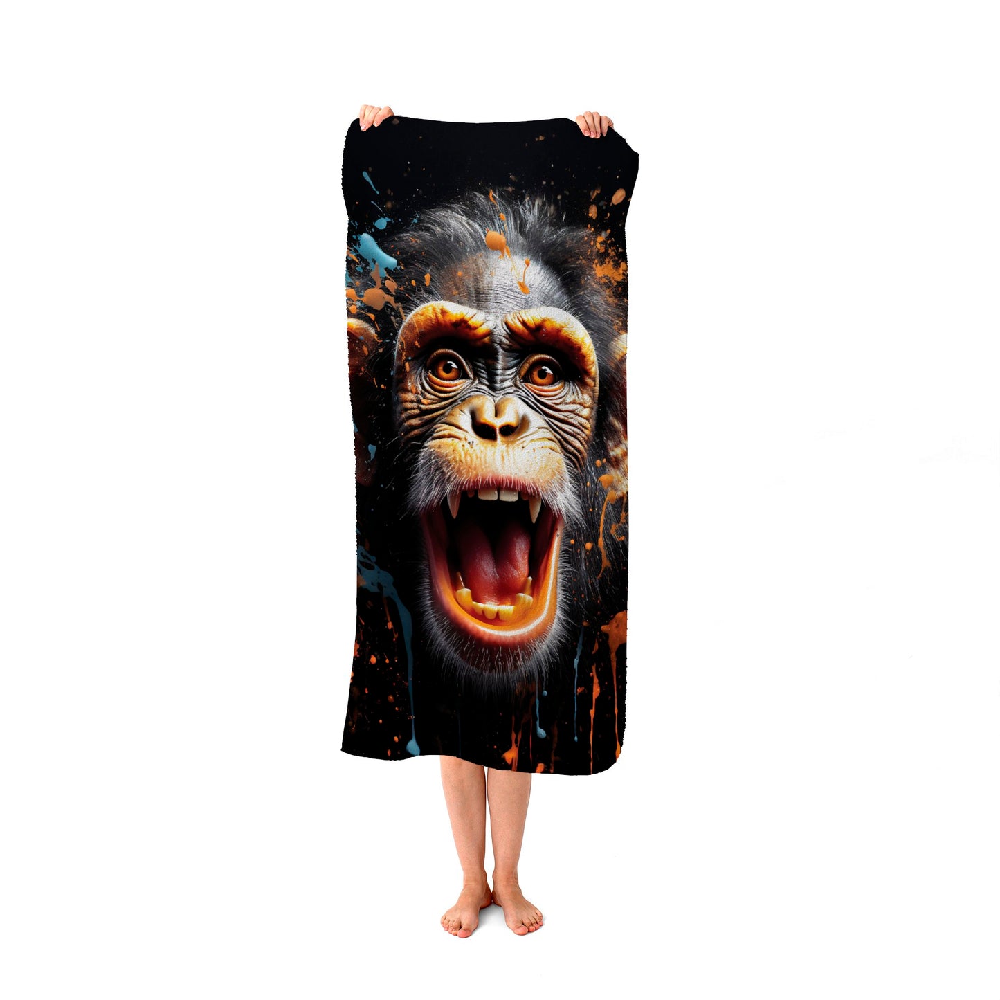 Monkey Face Splashart Beach Towel