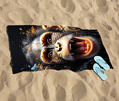 Monkey Face Splashart Beach Towel