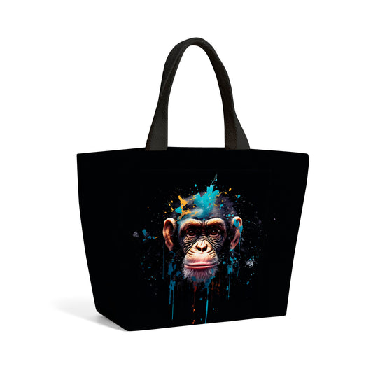 Monkey Face Splashart with Blue Beach Shopper Tote Bag