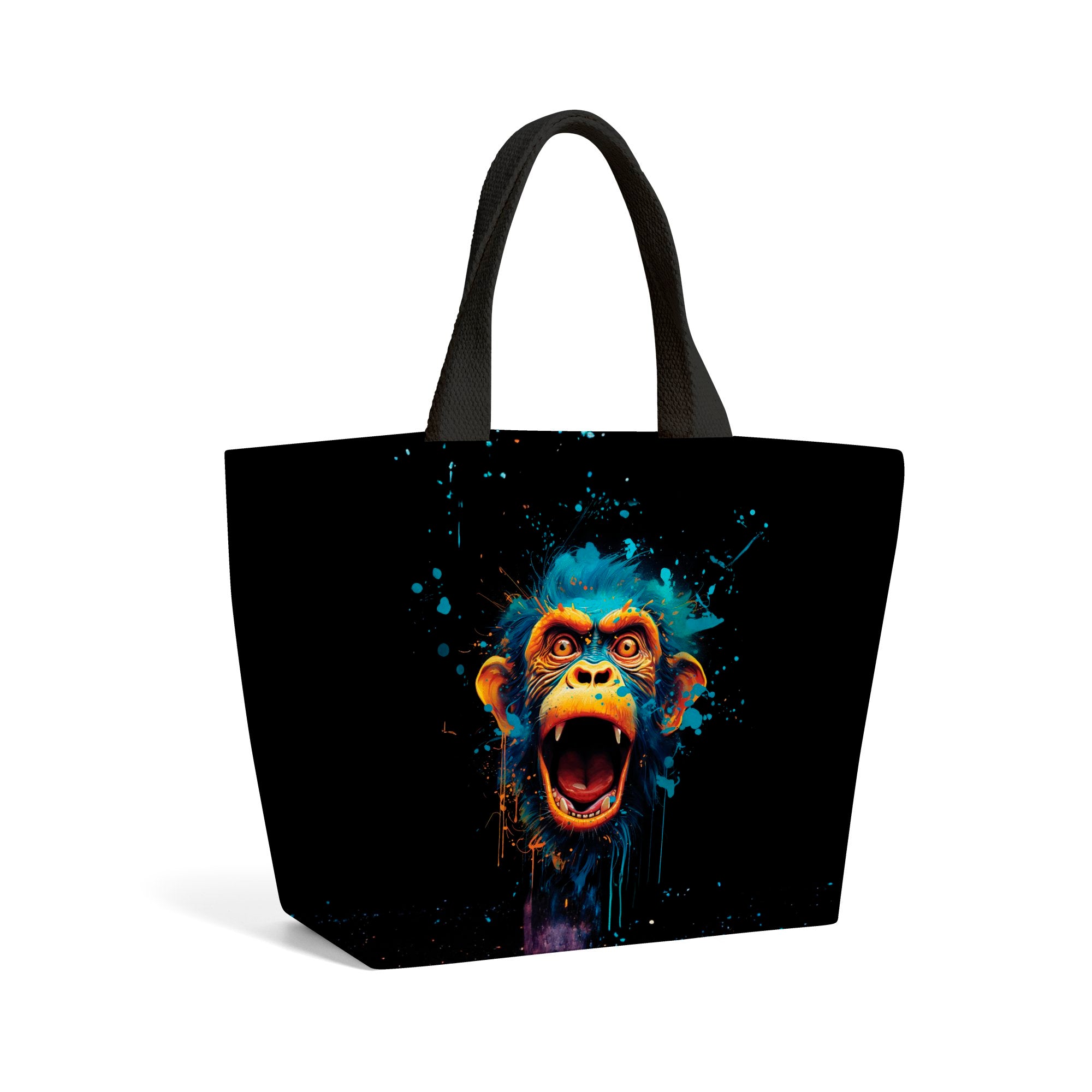 Crazy Monkey face Splashart Beach Shopper Tote Bag Warren Reed Designer