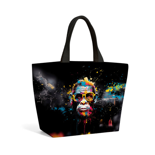 Coloured Splashart Monkey Face Beach Shopper Tote Bag