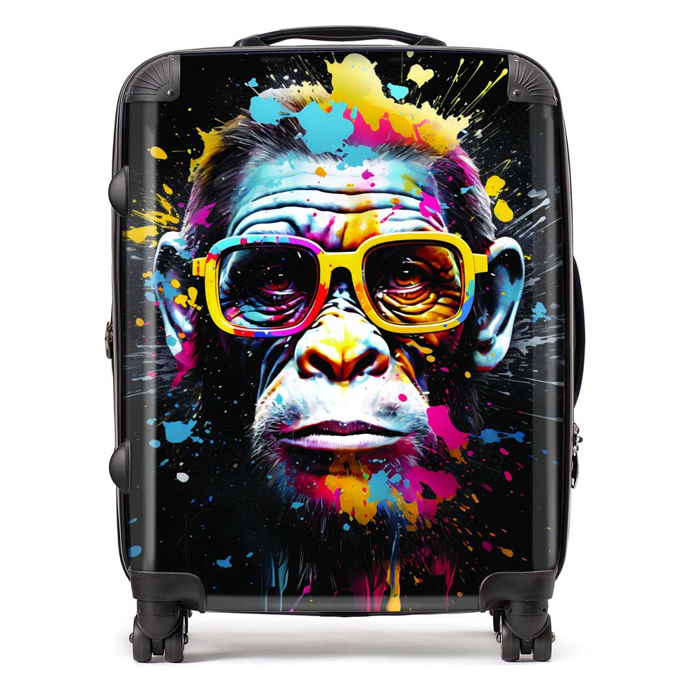 Coloured Splashart Monkey Face Suitcase