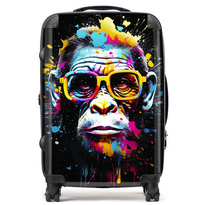 Coloured Splashart Monkey Face Suitcase