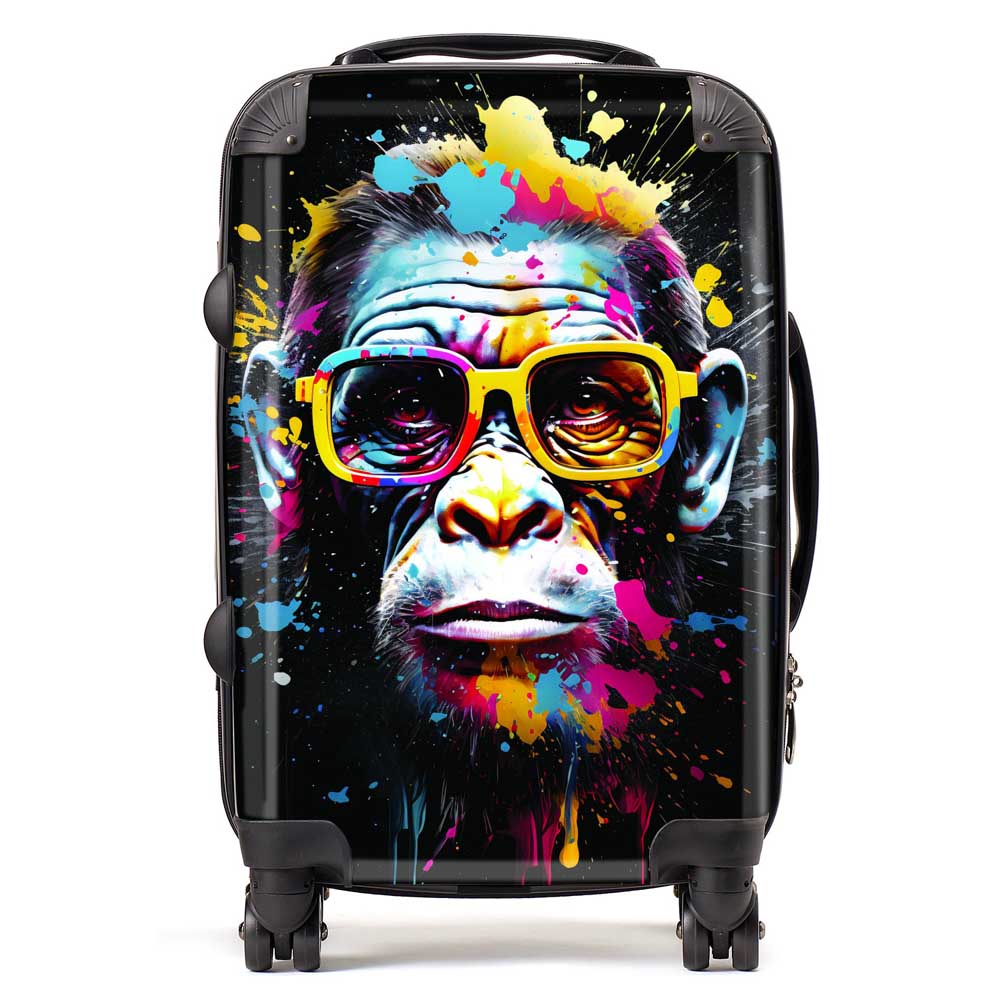 Coloured Splashart Monkey Face Suitcase