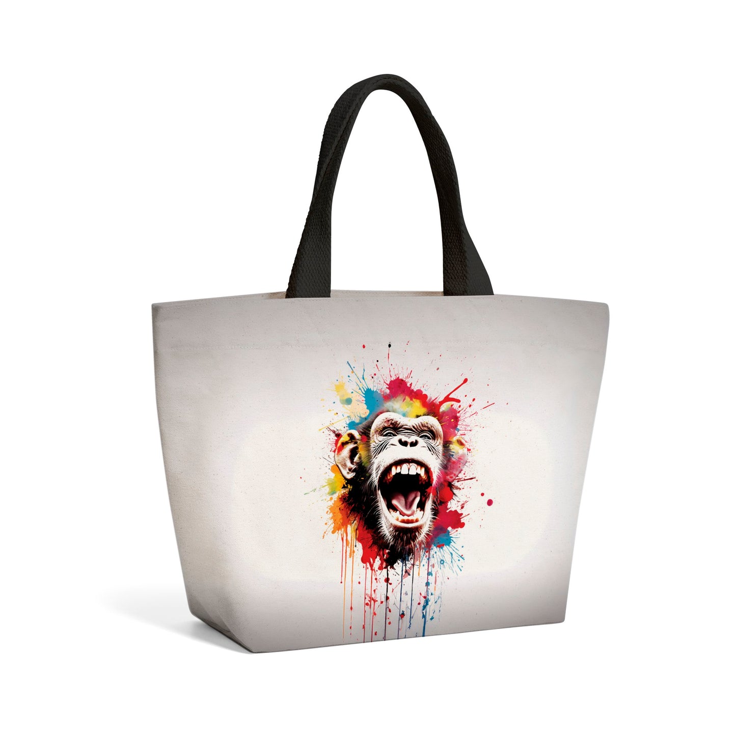 Coloured Splashart Crazy Monkey Face Beach Shopper Tote Bag