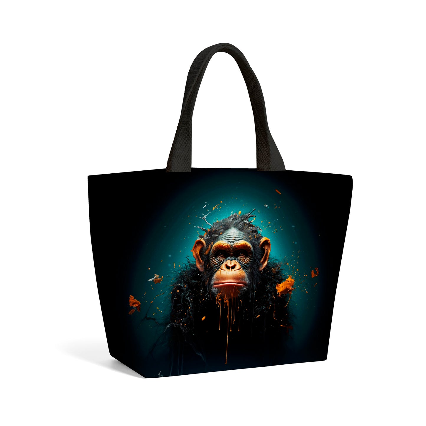 Monkey Face Splashart Blue Beach Shopper Tote Bag