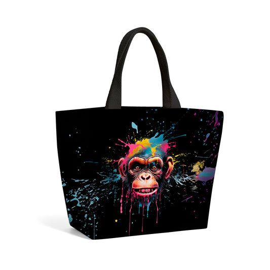 Multi Coloured Monkey Face Splashart Beach Shopper Tote Bag