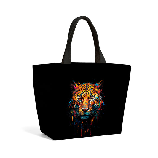 Splashart Leopard Face Beach Shopper Tote Bag