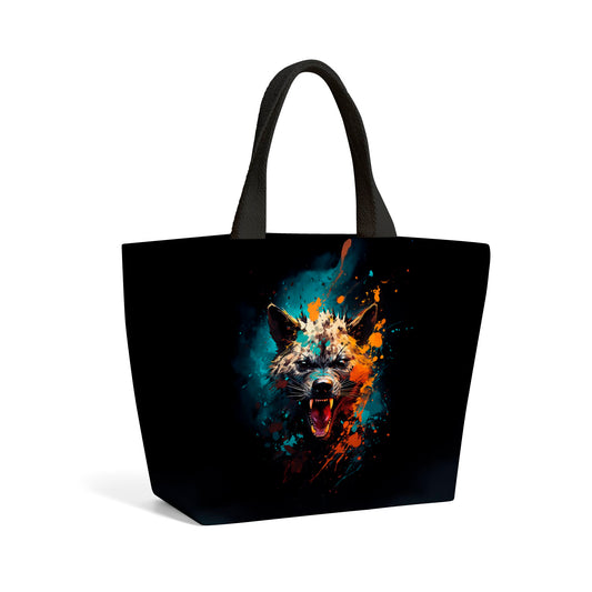 Splashart Angry Hyena Face Beach Shopper Tote Bag