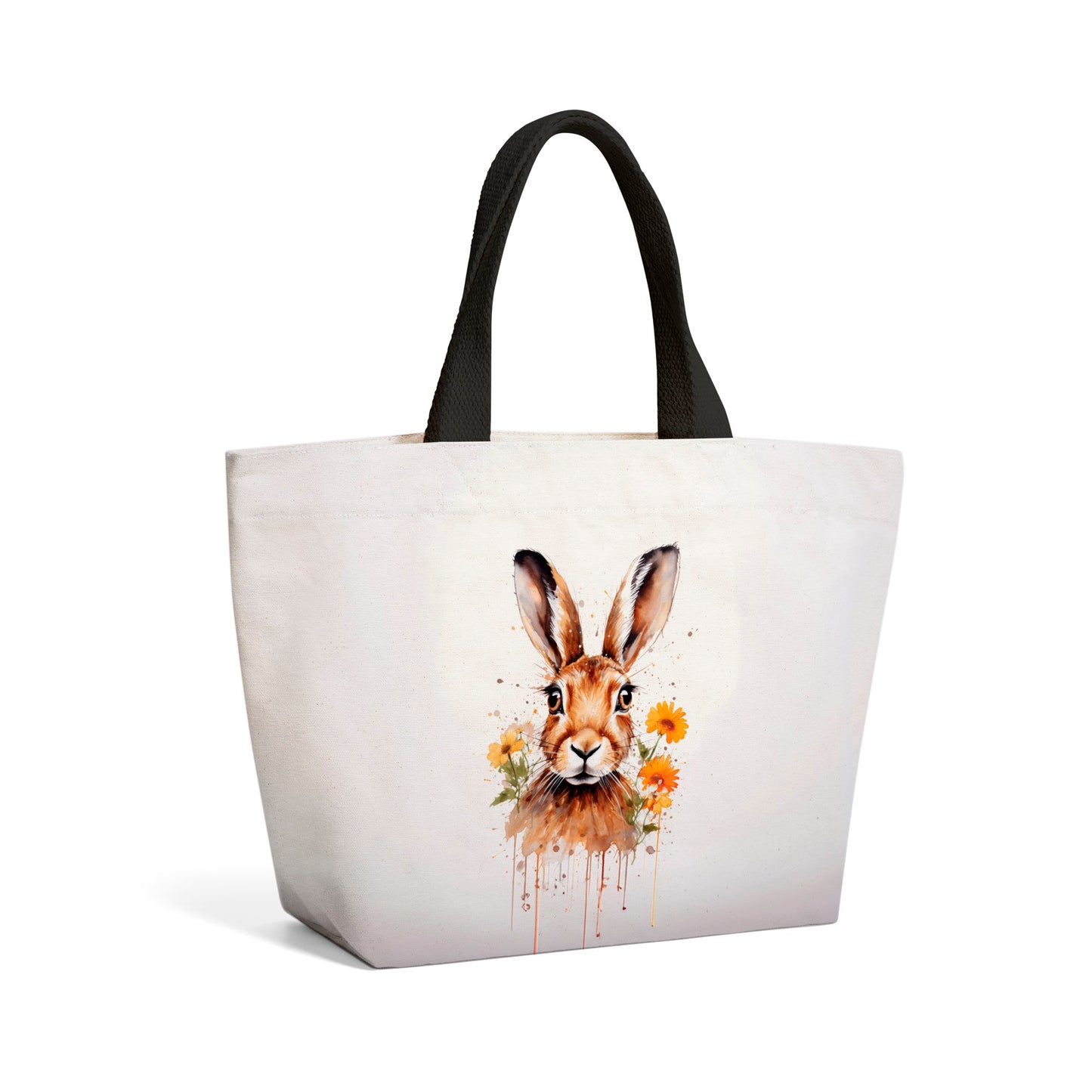 Watercolour Hare and Daisies Beach Shopper Tote Bag