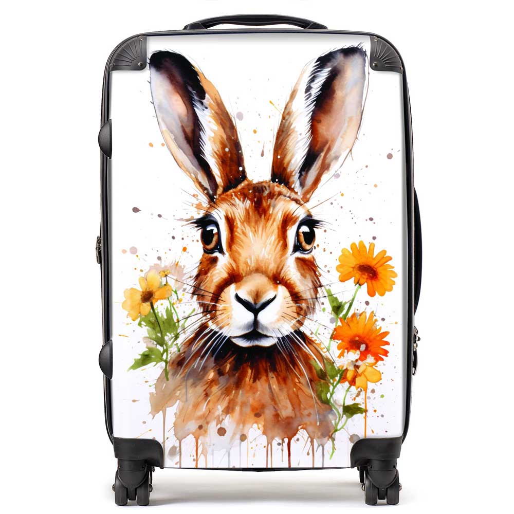 Watercolour Hare and Daisies Suitcase