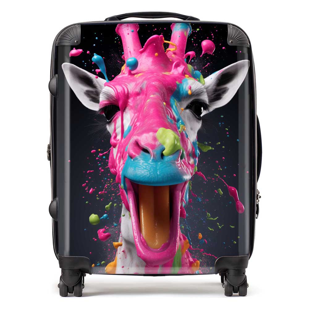 Splashart Giraffe Face Pink Suitcase