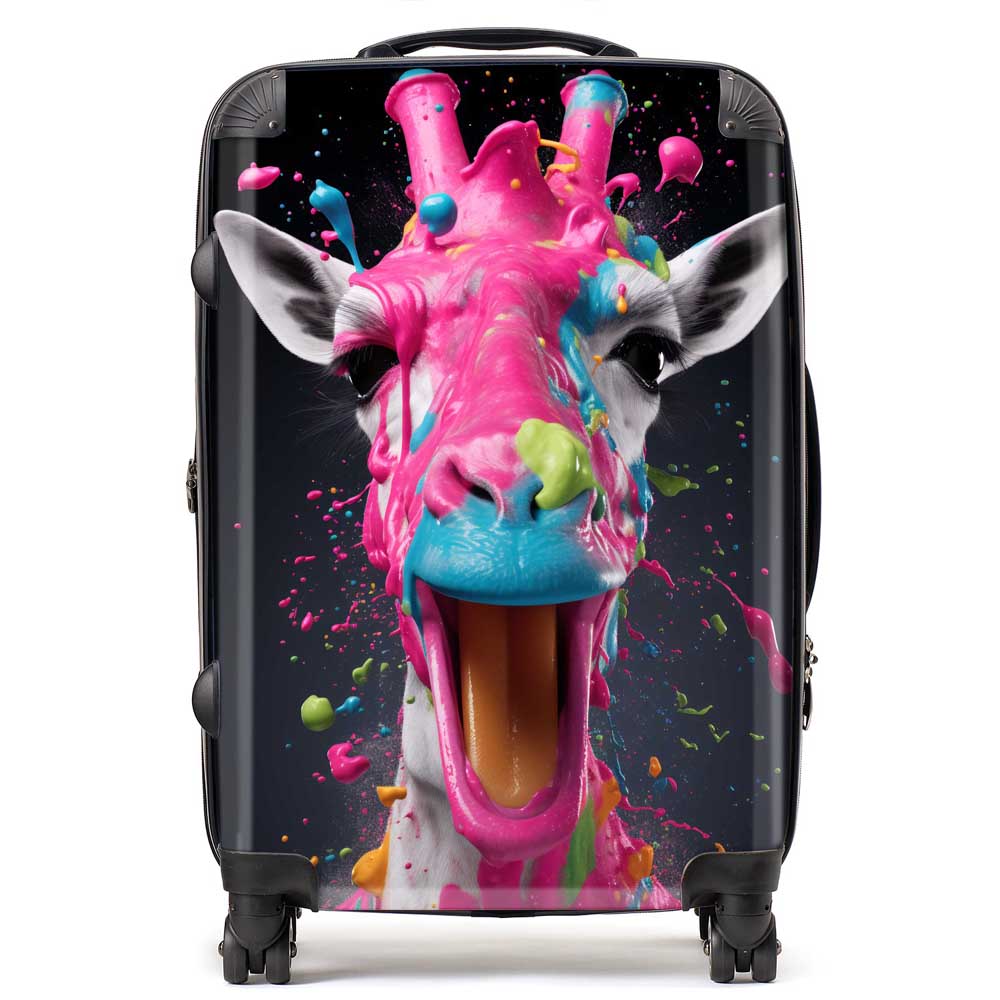 Splashart Giraffe Face Pink Suitcase