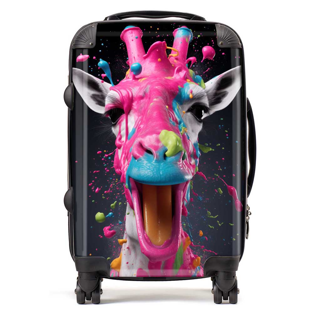 Splashart Giraffe Face Pink Suitcase