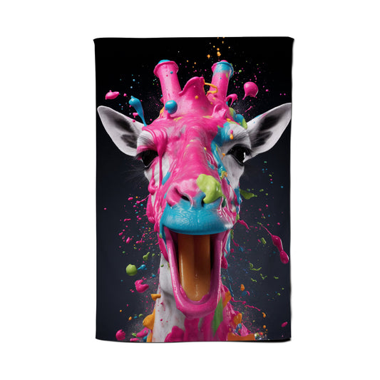 Splashart Giraffe Face Pink Tea Towel