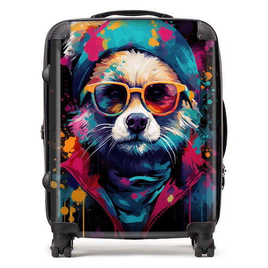 Multi Coloured Splashart Dog Suitcase