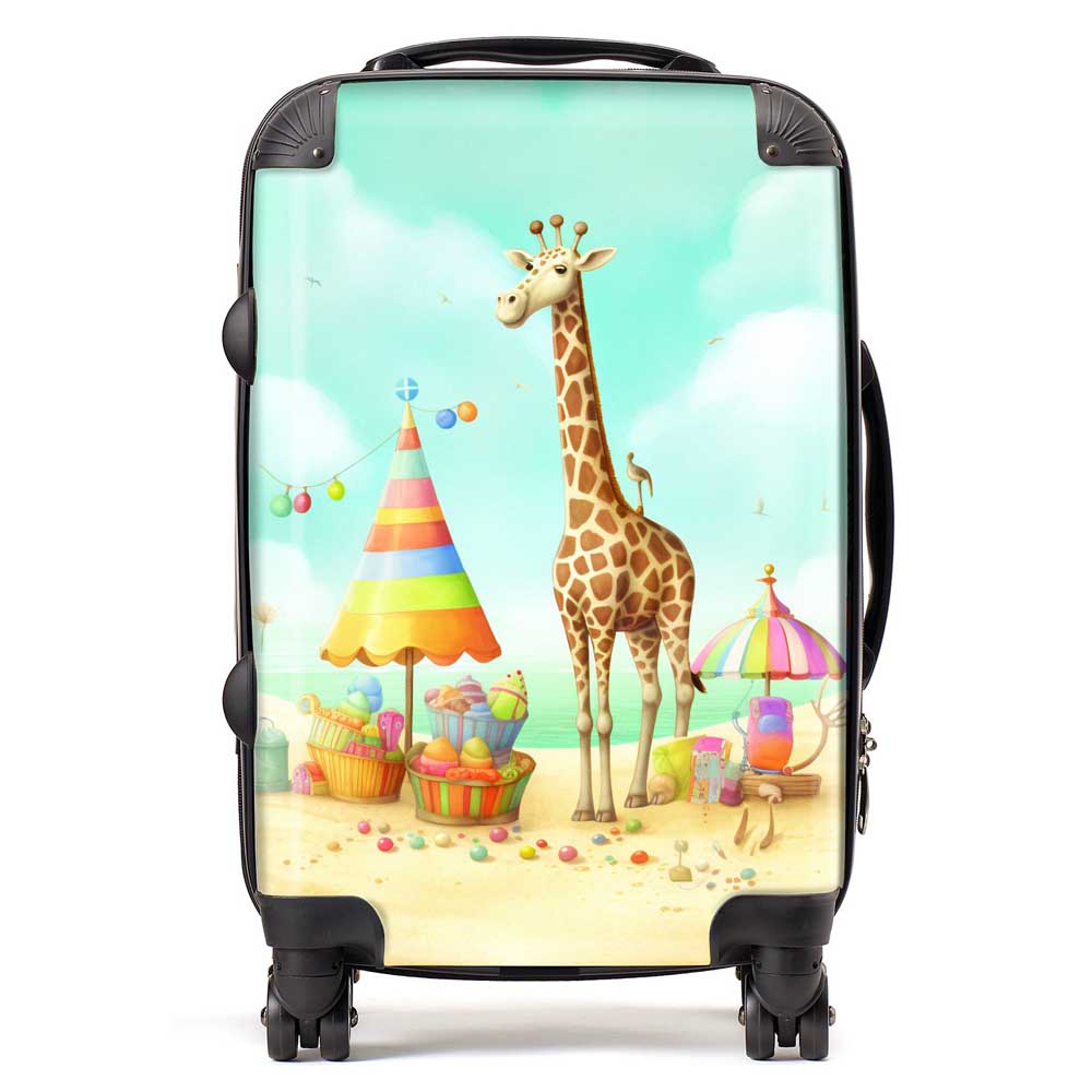 Giraffe On A Beach Holiday Suitcase