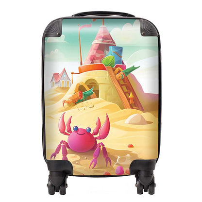 Pink Crab On A Beach Holiday Suitcase