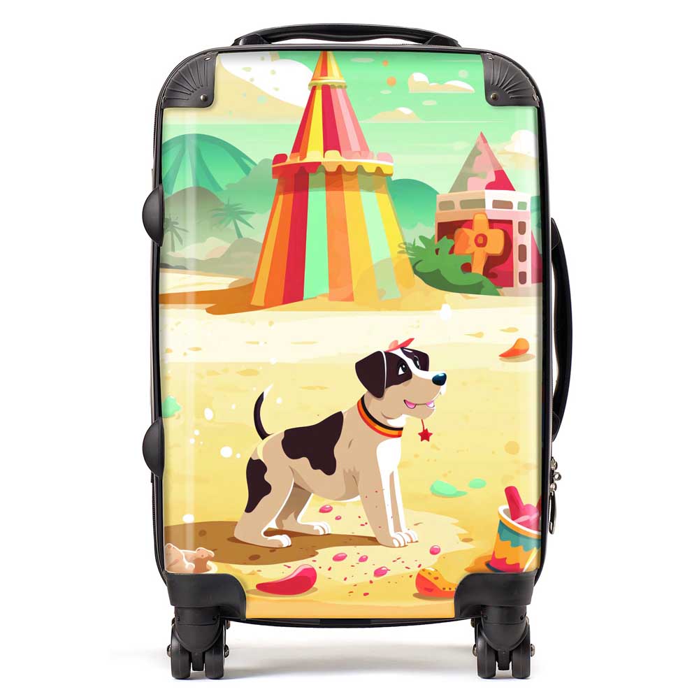 Doggy On A Beach Holiday Suitcase