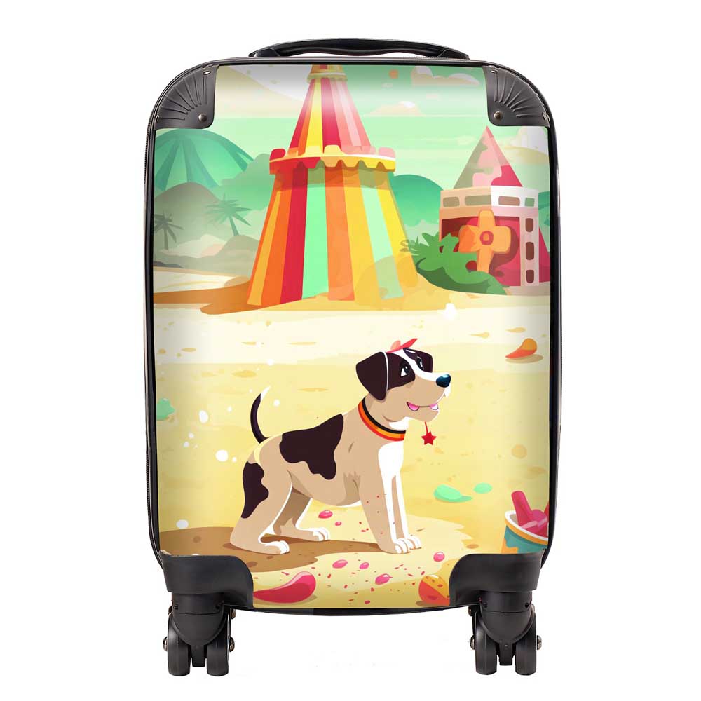 Doggy On A Beach Holiday Suitcase