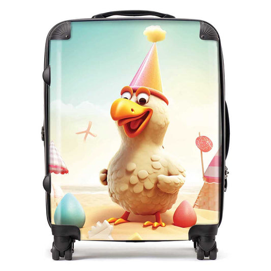 Funky Chicken On A Beach Holiday Suitcase