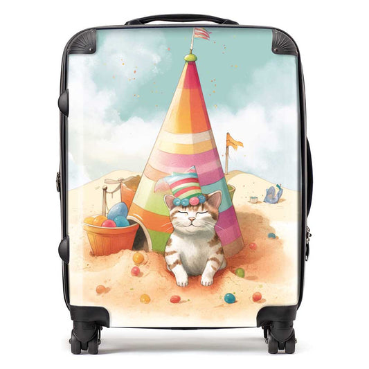 Cat On A Beach Holiday Suitcase