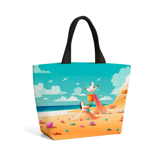 Seagulls On A Beach Holiday Beach Shopper Tote Bag