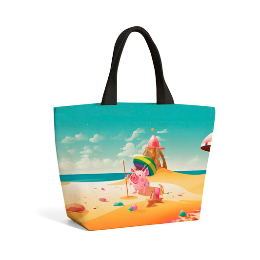 Piglet On A Beach Holiday Beach Shopper Tote Bag