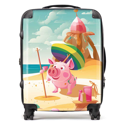 Piglet On A Beach Holiday Suitcase