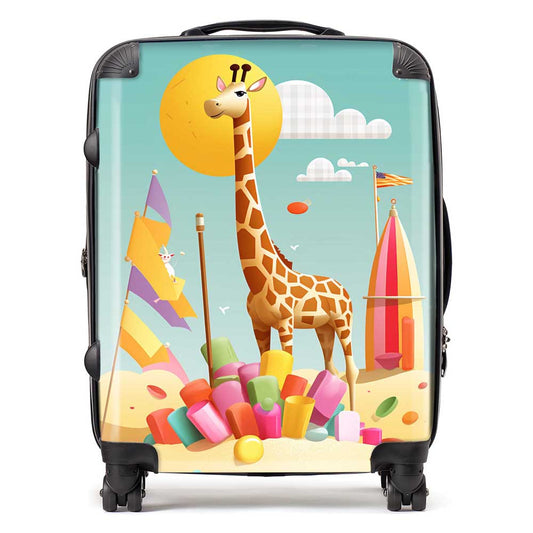 A Giraffe On A Beach Holiday Suitcase