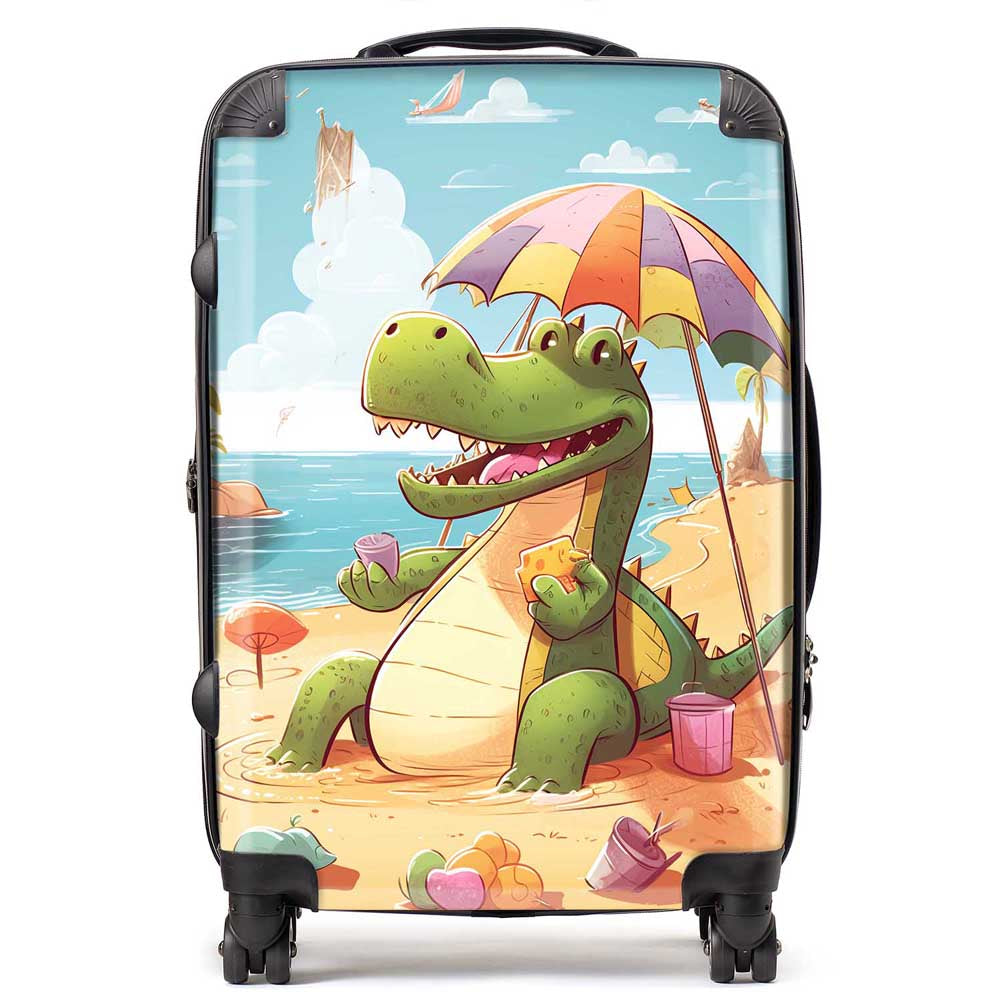 A Crocodile On A Beach Holiday Suitcase