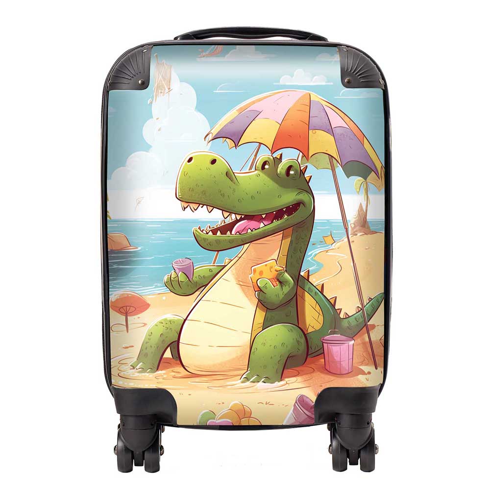 A Crocodile On A Beach Holiday Suitcase