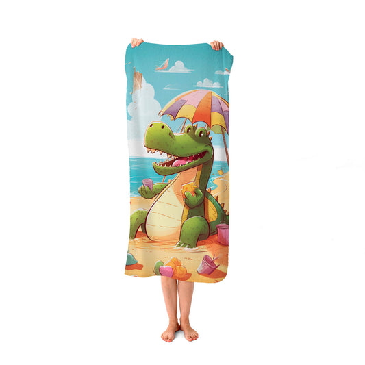 A Crocodile On A Beach Holiday Beach Towel