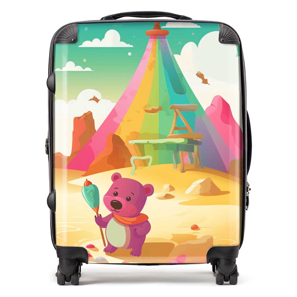 Purple Bear On A Beach Holiday Suitcase