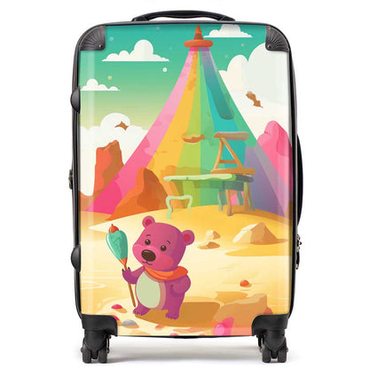 Purple Bear On A Beach Holiday Suitcase