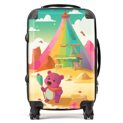 Purple Bear On A Beach Holiday Suitcase