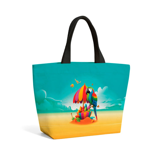 Parrot On A Beach Holiday Beach Shopper Tote Bag