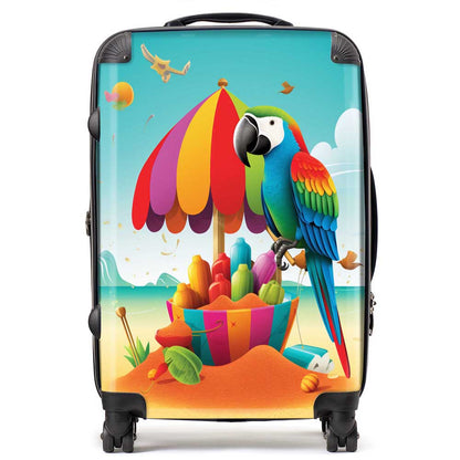 Parrot On A Beach Holiday Suitcase