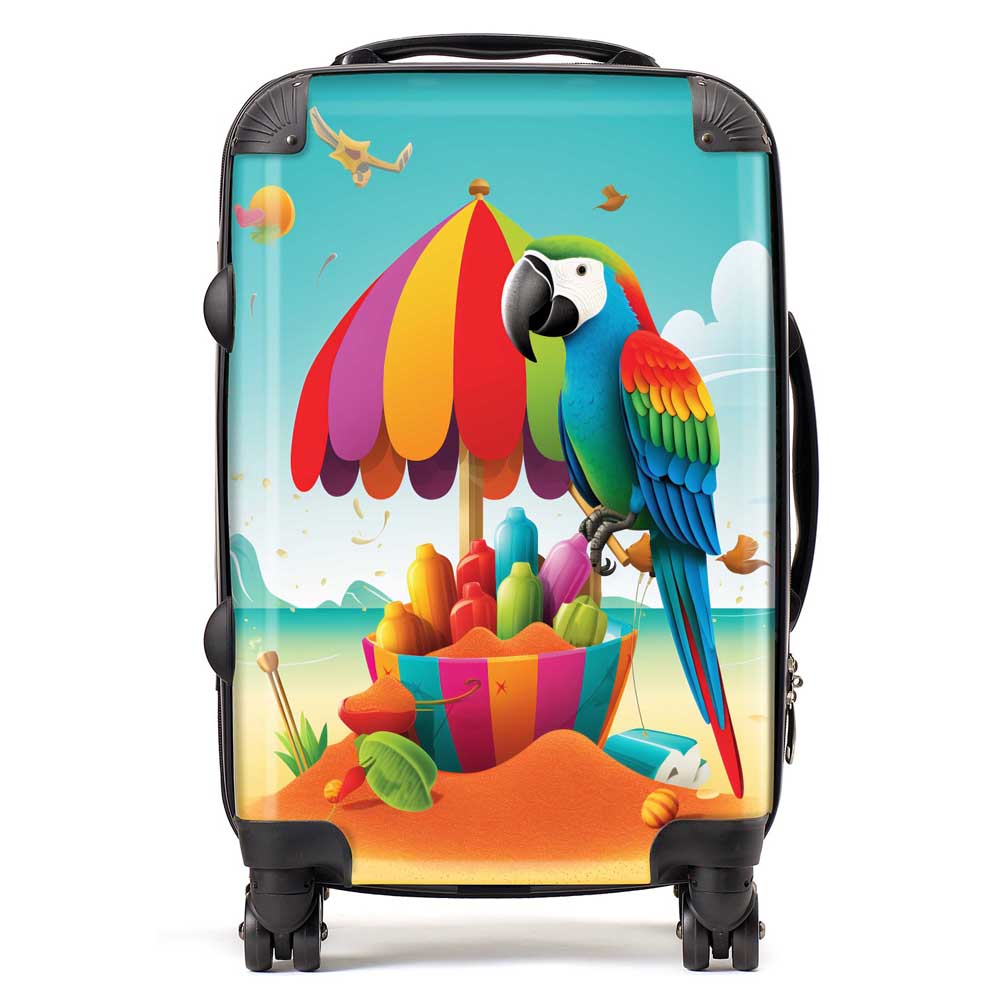 Parrot On A Beach Holiday Suitcase