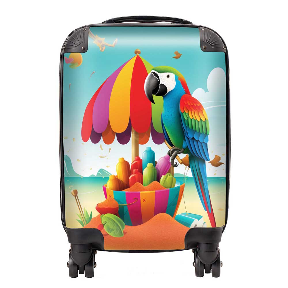 Parrot On A Beach Holiday Suitcase