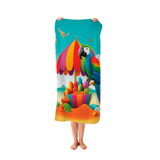 Parrot On A Beach Holiday Beach Towel