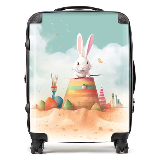 White Rabbit On A Beach Holiday Suitcase