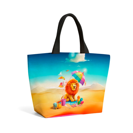 Lion On A Beach Holiday Beach Shopper Tote Bag