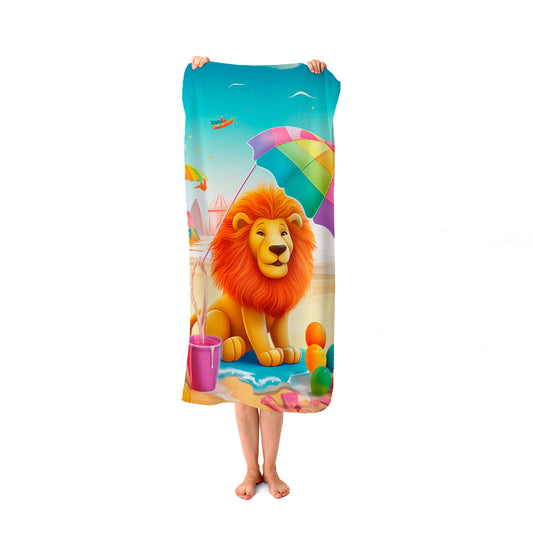 Lion On A Beach Holiday Beach Towel