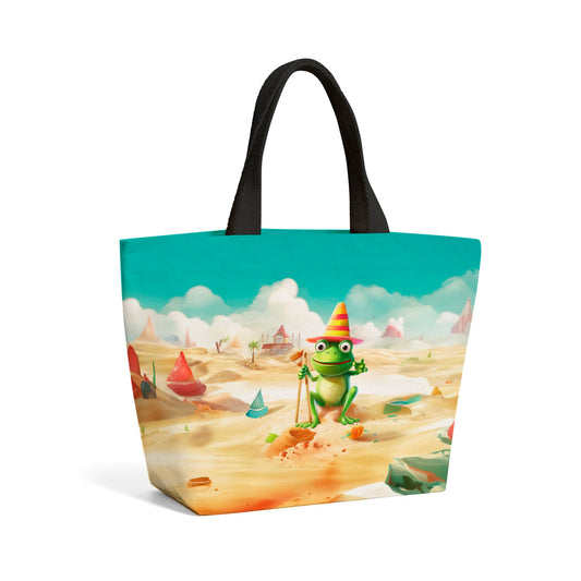 Happy Frog On A Beach Holiday Beach Shopper Tote Bag