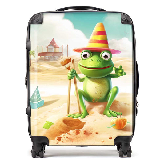 Happy Frog On A Beach Holiday Suitcase