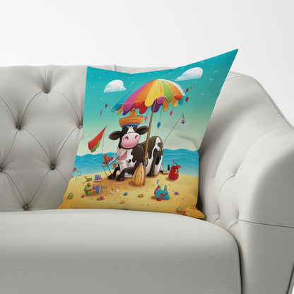 Cow On A Beach Holiday Cushions