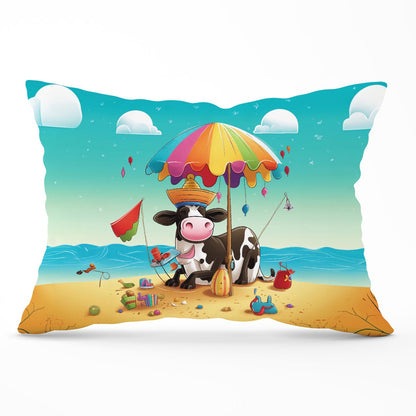 Cow On A Beach Holiday Cushions